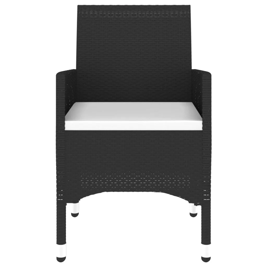 Set mobilier grădină, 5 piese, negru, poliratan/sticlă tratată - imagine 4