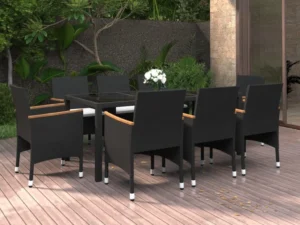Set mobilier de grădină, 9 piese, poliratan