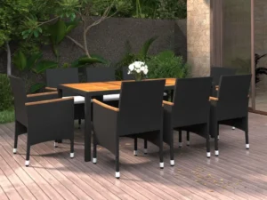 Set mobilier de grădină, 9 piese, poliratan