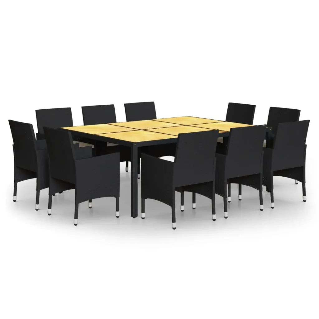 Set mobilier de grădină, 11 piese, negru, poliratan - imagine 2