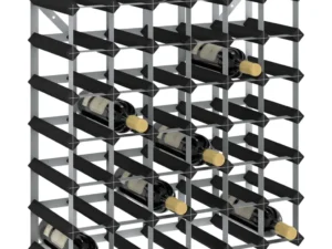 Suport de vinuri, 42 sticle, negru, lemn masiv de pin