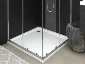 Cădiță de duș cu puncte, alb, 80x80x4 cm, ABS