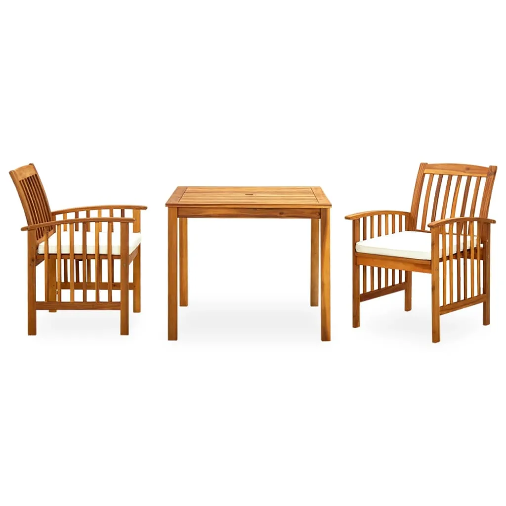 Set mobilier de grădină cu perne, 3 piese, lemn masiv acacia - imagine 2