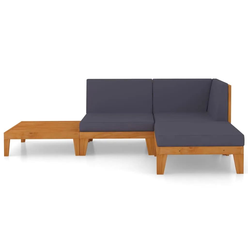 Set mobilier de grădină cu perne, 4 piese, lemn masiv de acacia - imagine 3