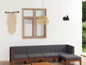 Set mobilier grădină cu perne, 6 piese, lemn masiv acacia