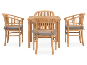 Set mobilier de grădină cu perne, 5 piese, lemn masiv de tec