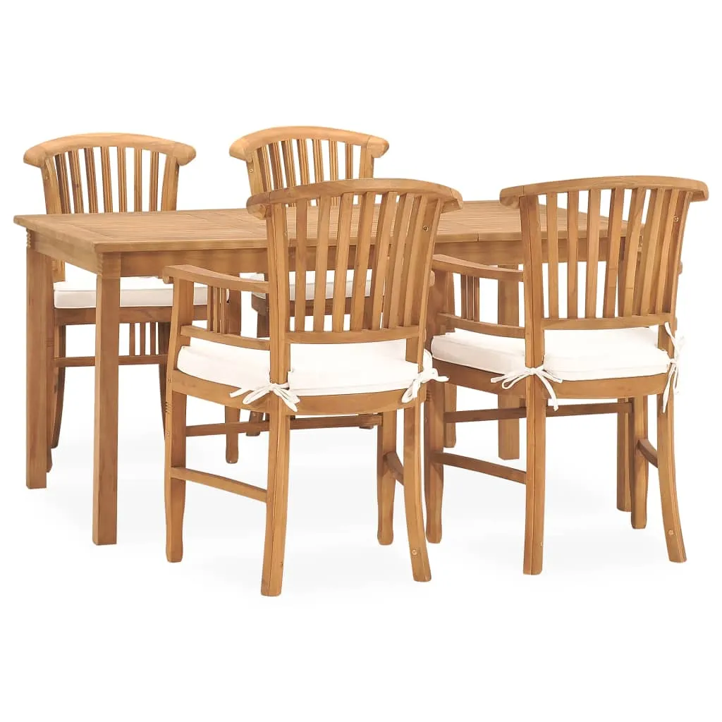 Set mobilier de grădină cu perne, 5 piese, lemn masiv de tec