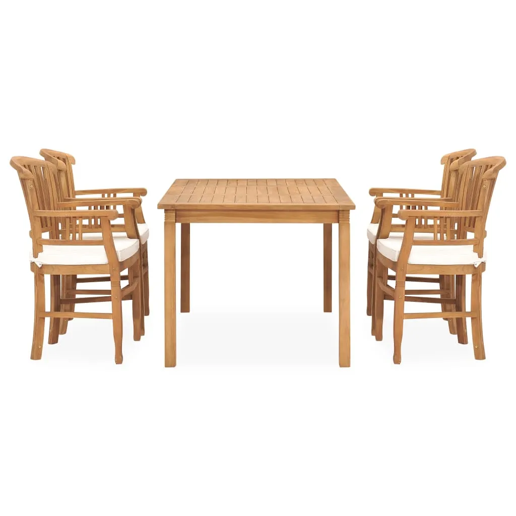 Set mobilier de grădină cu perne, 5 piese, lemn masiv de tec - imagine 2