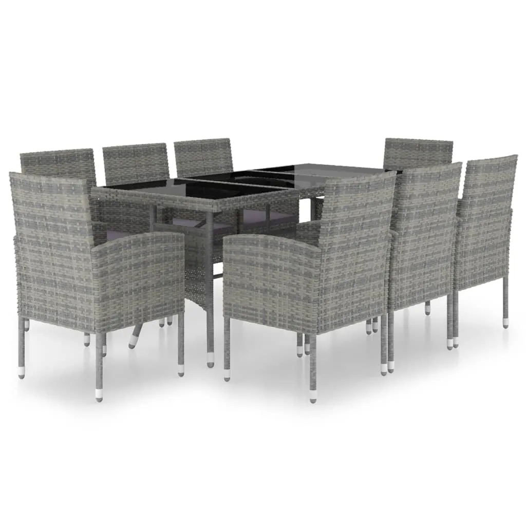 Set mobilier de grădină, 9 piese, antracit & gri, poliratan - imagine 2