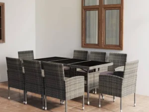 Set mobilier de grădină, 9 piese, antracit & gri, poliratan