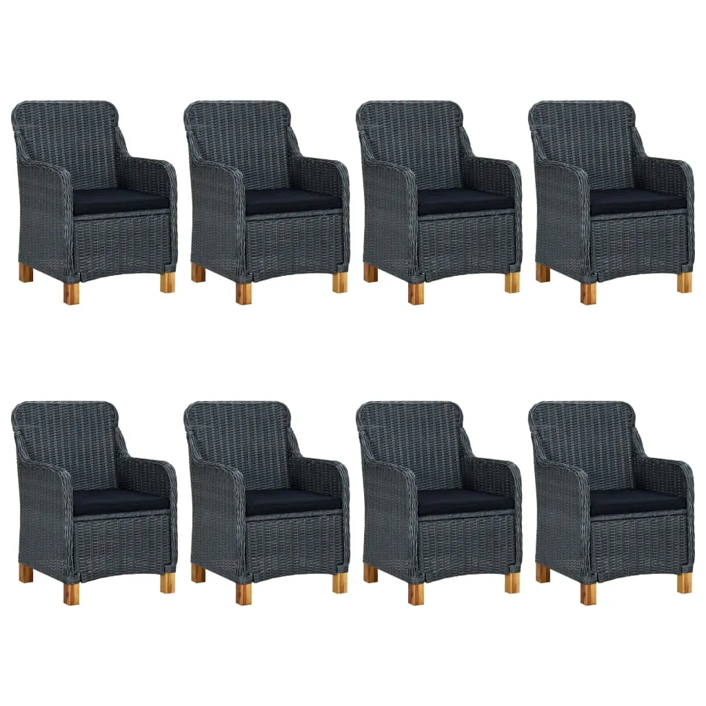 Set mobilier exterior cu perne, 9 piese, gri închis, poliratan - imagine 2