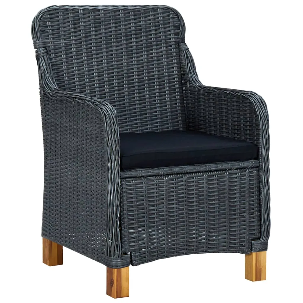 Set mobilier exterior cu perne, 9 piese, gri închis, poliratan - imagine 3
