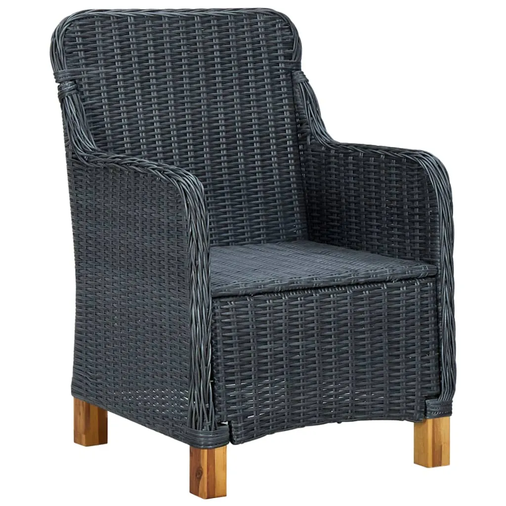 Set mobilier exterior cu perne, 9 piese, gri închis, poliratan - imagine 4
