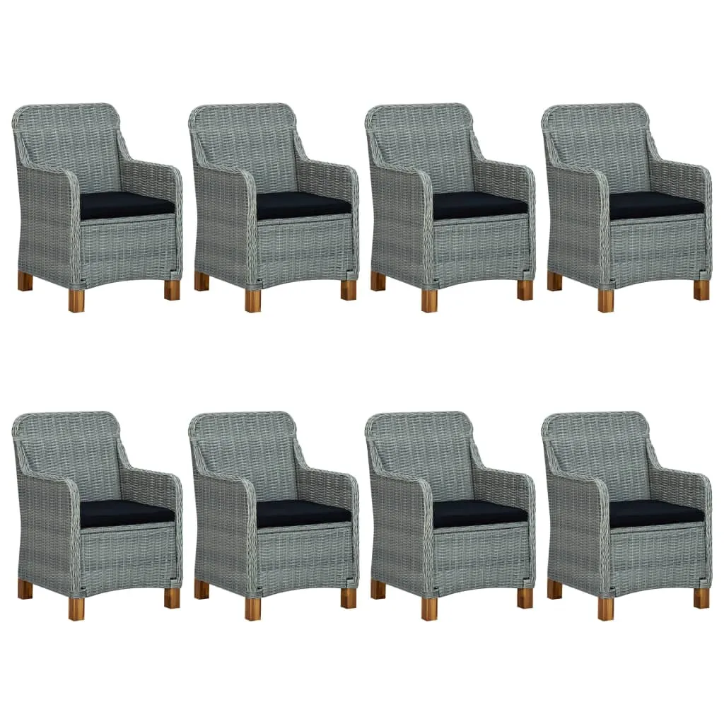 Set mobilier exterior cu perne, 9 piese, gri deschis, poliratan - imagine 2
