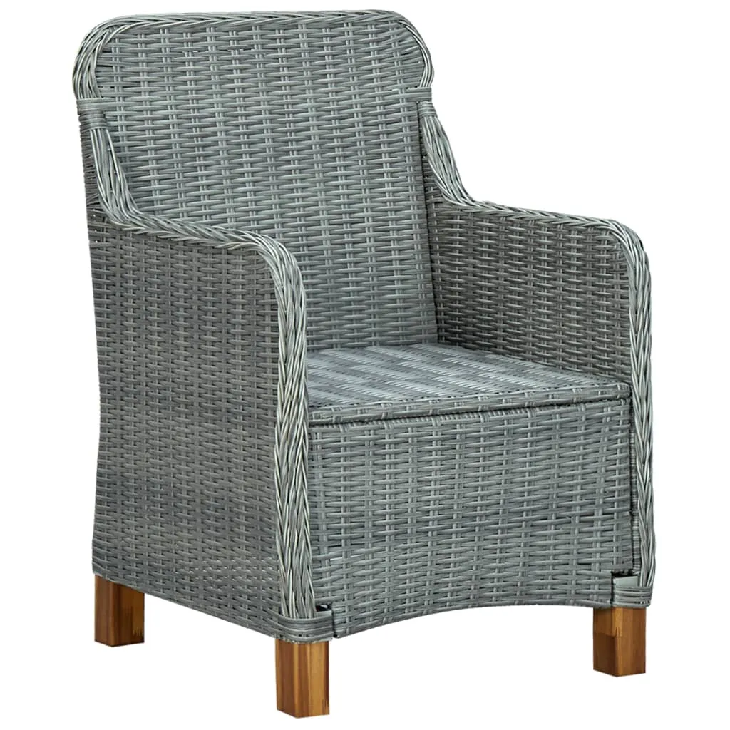 Set mobilier exterior cu perne, 9 piese, gri deschis, poliratan - imagine 4
