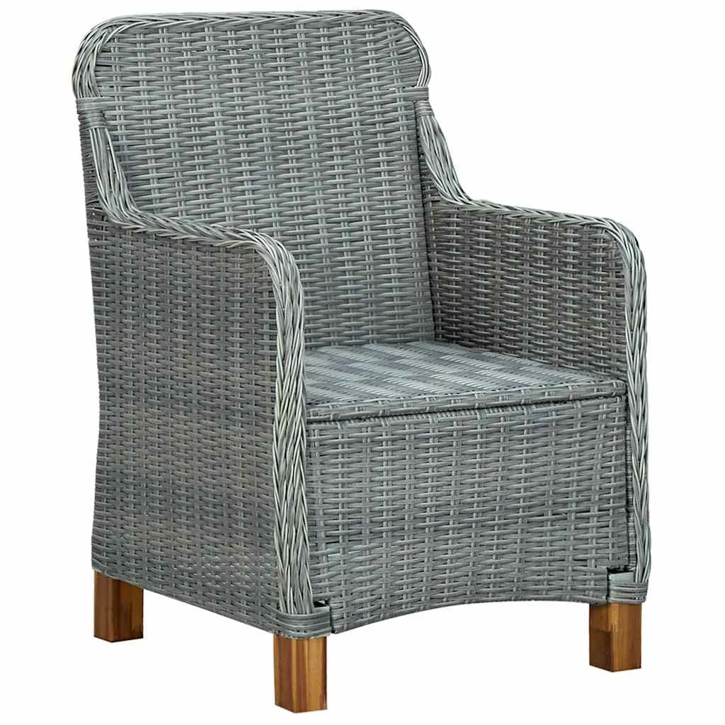Set mobilier exterior cu perne, 9 piese, gri deschis, poliratan - imagine 4