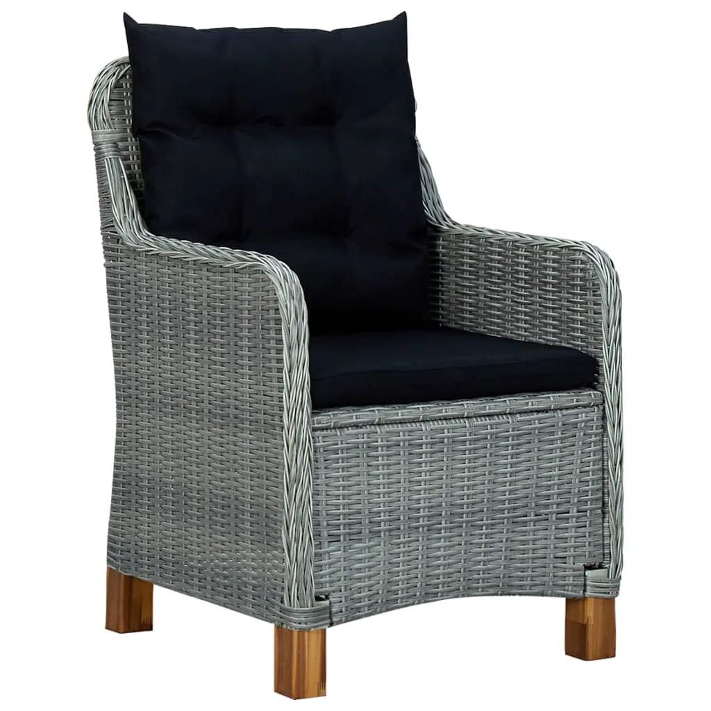 Set mobilier grădină, cu perne, 3 piese, gri deschis, poliratan - imagine 3
