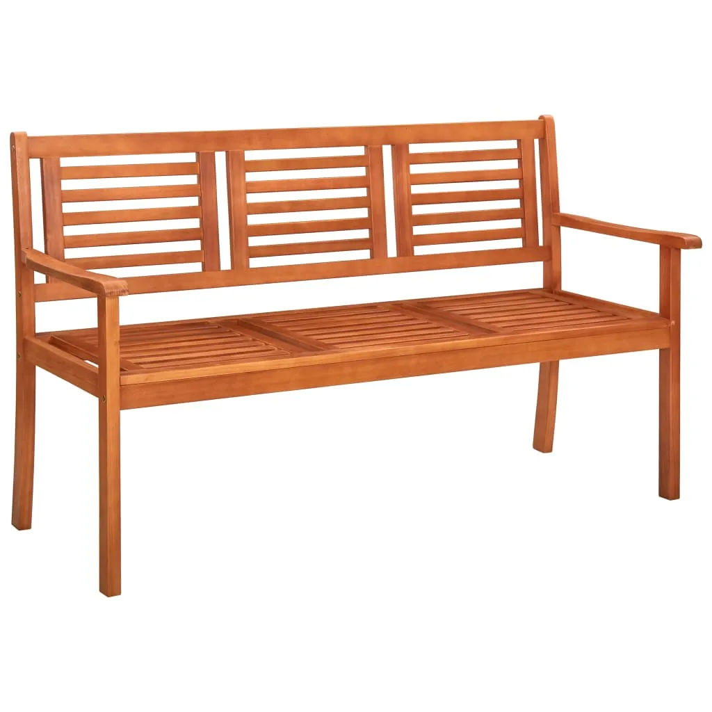Bancă grădină 3 locuri, cu pernă, 150 cm, lemn masiv eucalipt - imagine 2
