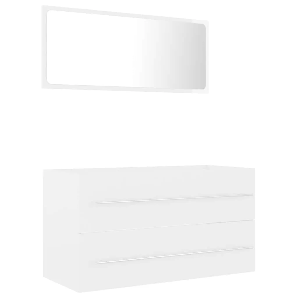 Set mobilier de baie, 2 piese, alb, PAL - imagine 2