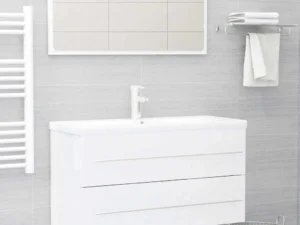 Set mobilier de baie, 2 piese, alb, PAL