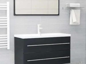 Set mobilier de baie, 2 piese, gri, PAL