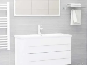 Set mobilier de baie, 2 piese, alb extralucios, PAL