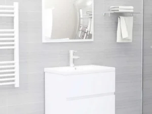 Set mobilier de baie, 2 piese, alb, PAL