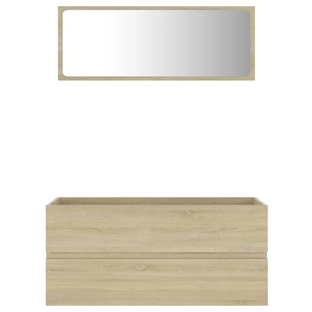 Set mobilier baie, 2 piese, stejar Sonoma, PAL - imagine 4