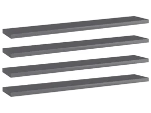 Plăci bibliotecă, 4 buc., gri extralucios, 60 x 10 x 1,5 cm PAL