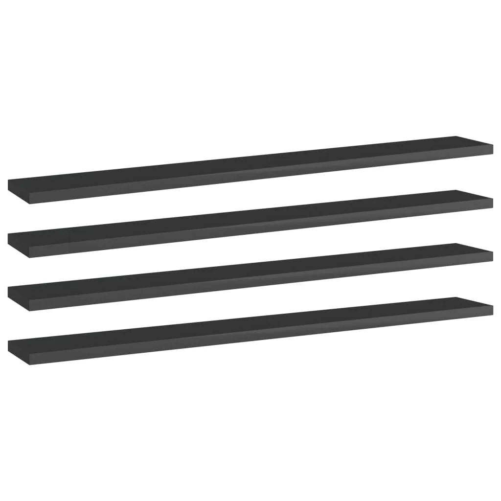 Plăci bibliotecă, 4 buc. negru extralucios 80 x 10 x 1,5 cm PAL