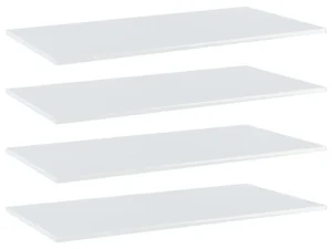 Plăci bibliotecă, 4 buc., alb extralucios, 80 x 30 x 1,5 cm PAL