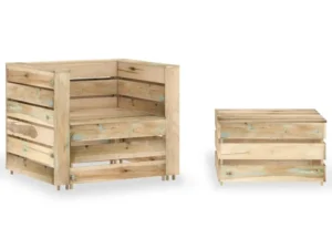 Set mobilier de grădină paleți, 2 piese, lemn pin tratat