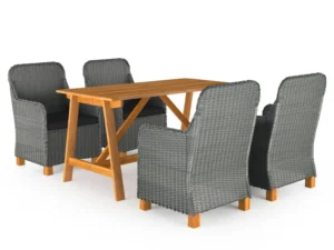 Set de masă pentru grădină, 5 piese, gri deschis