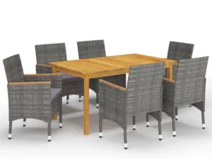 Set mobilier de grădină, 7 piese, gri