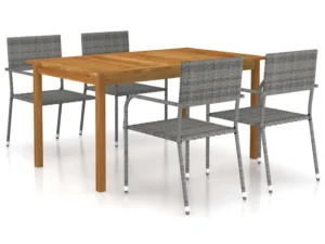 Set mobilier pentru grădină, 5 piese, gri