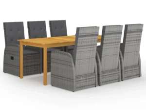 Set mobilier pentru grădină, 7 piese, gri
