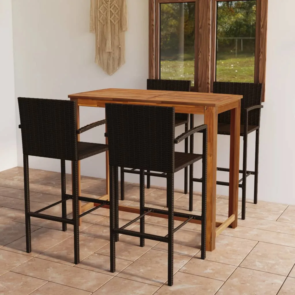 Set mobilier bar de grădină, 5 piese, maro