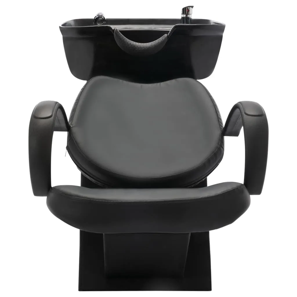 Scaun salon șamponare, cu lavoar, negru, piele ecologică - imagine 2