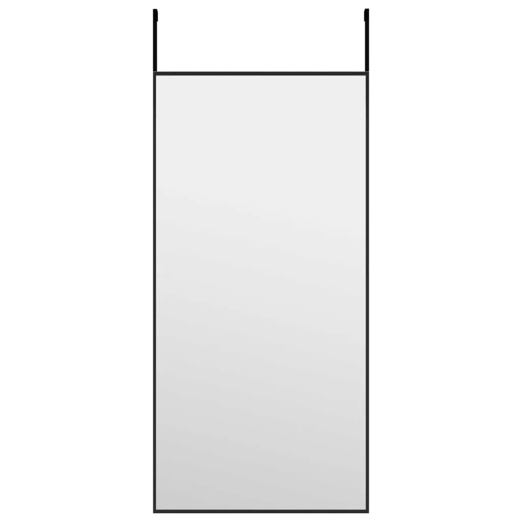 Oglindă pentru ușă, negru, 30x60 cm, sticlă și aluminiu - imagine 2