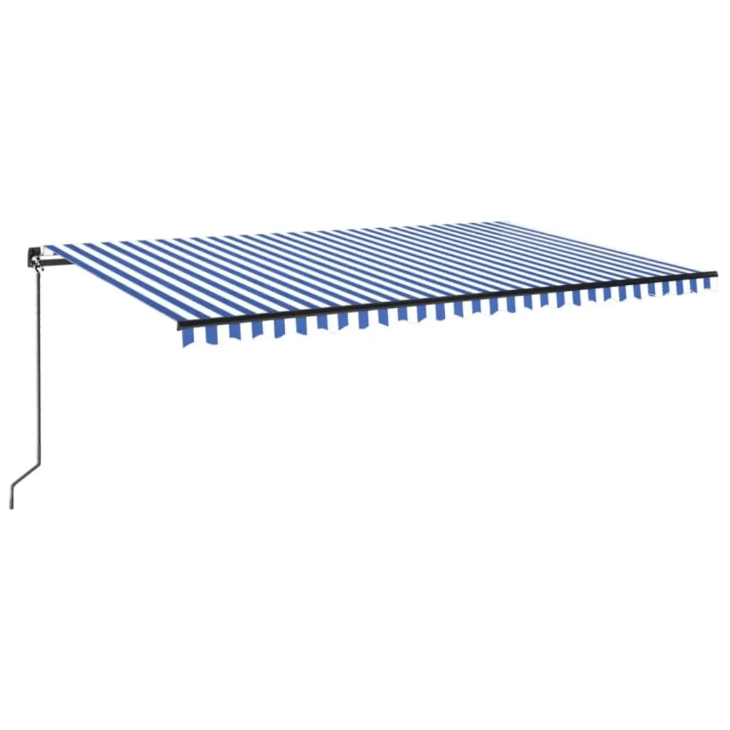 Copertină retractabilă manual cu LED, albastru & alb 500x300 cm - imagine 2