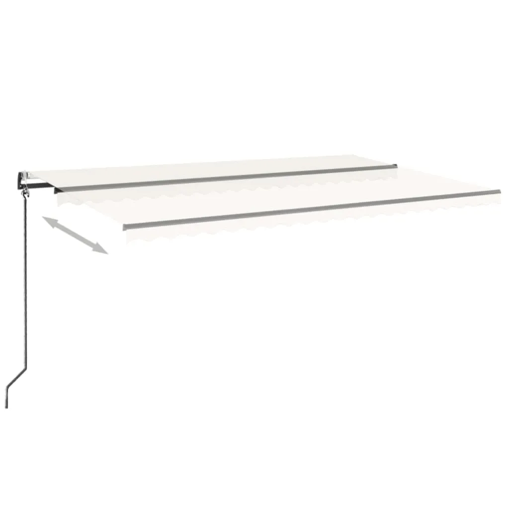 Copertină automată cu senzor vânt & LED, crem, 500x350 cm - imagine 3