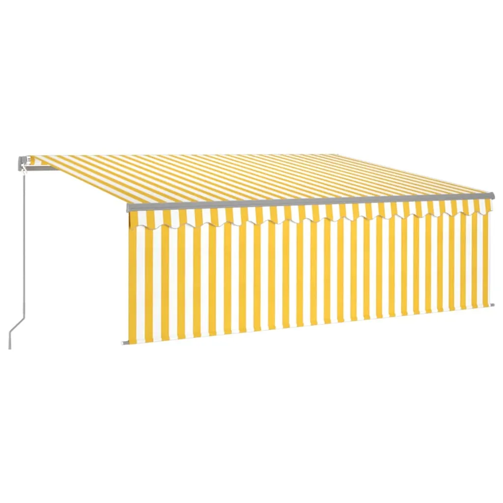 Copertină retractabilă manual cu stor, galben&alb, 4,5x3 m - imagine 2