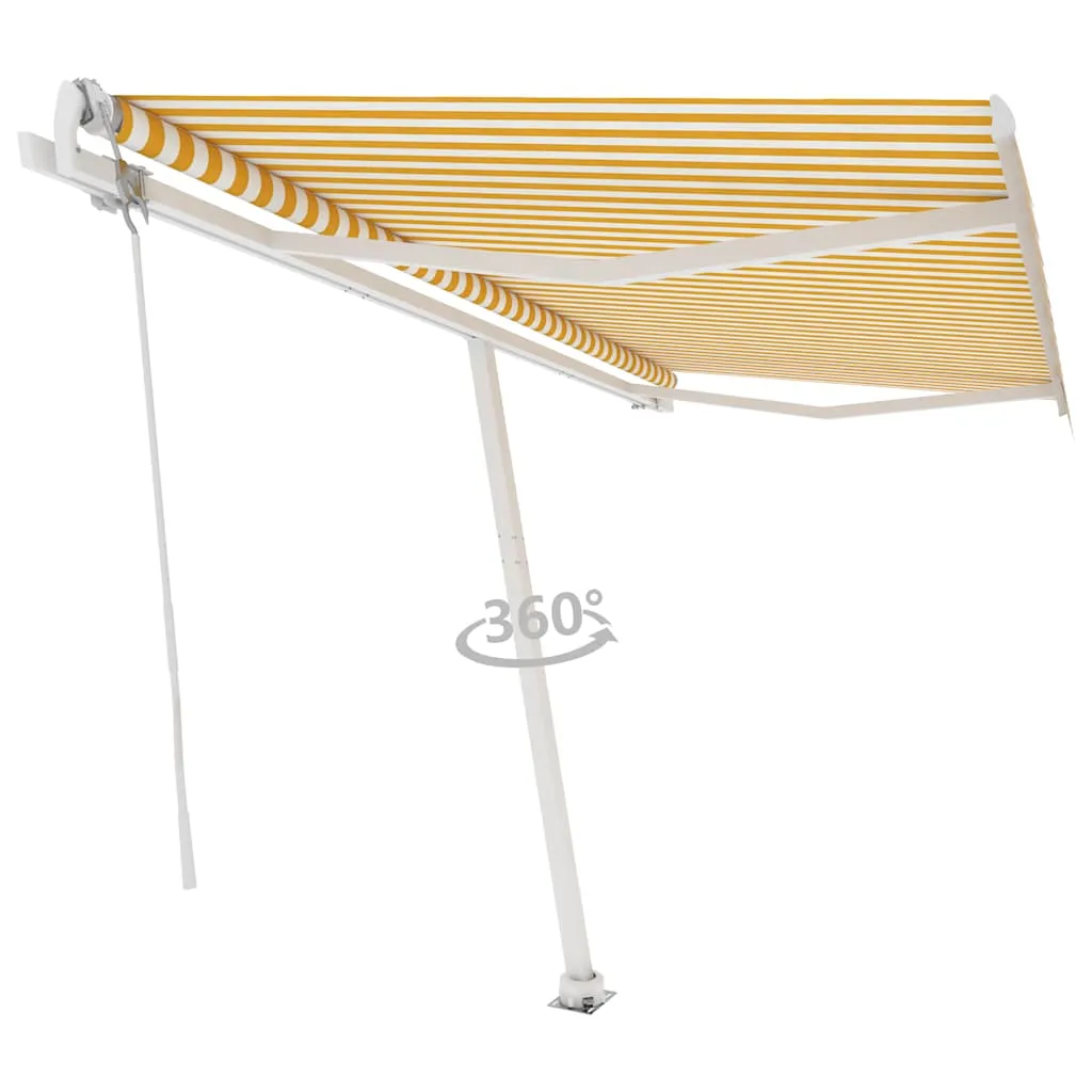 Copertină autonomă retractabilă automat galben&alb, 400x300 cm - imagine 3