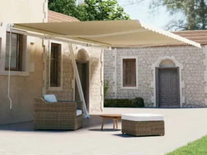 Copertină autonomă retractabilă automat, crem, 600x300 cm