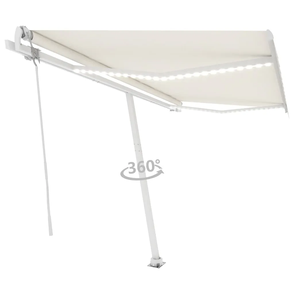 Copertină automată cu senzor vânt & LED, crem, 400x350 cm - imagine 3