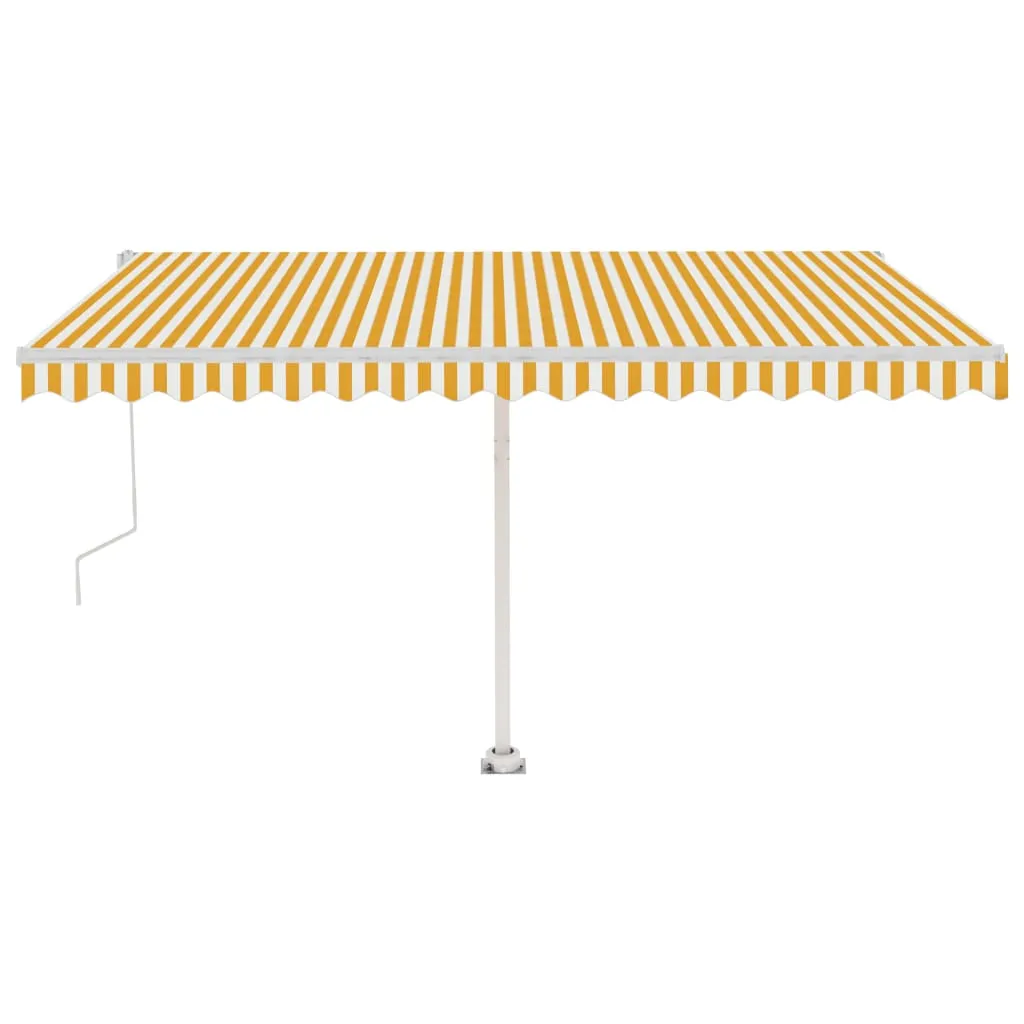 Copertină automată cu LED&senzor vânt, galben/alb, 450x350 cm - imagine 2