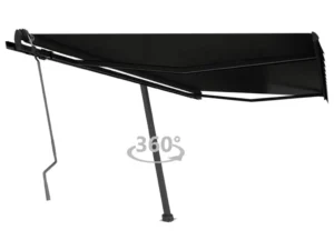 Copertină autonomă retractabilă manual, antracit, 400x350 cm