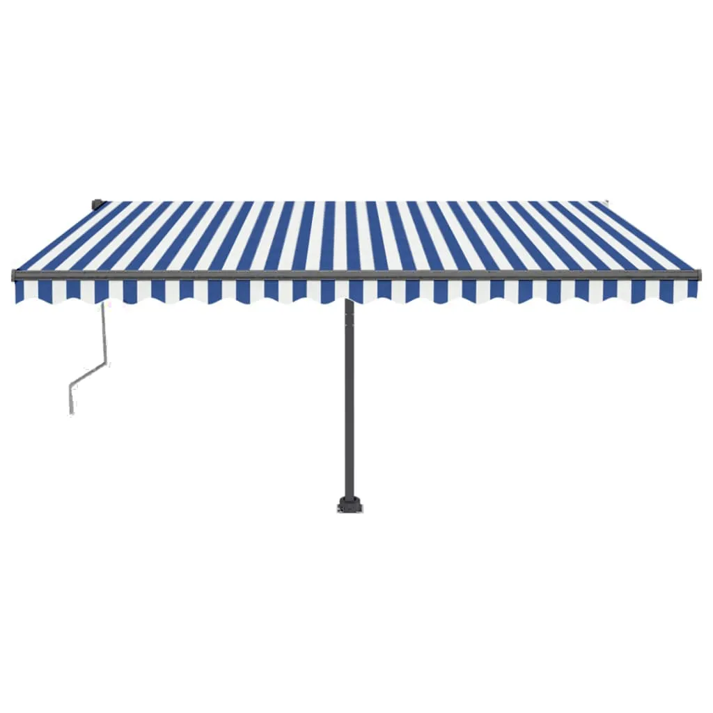 Copertină autonomă retractabilă automat albastru&alb 450x350 cm - imagine 3