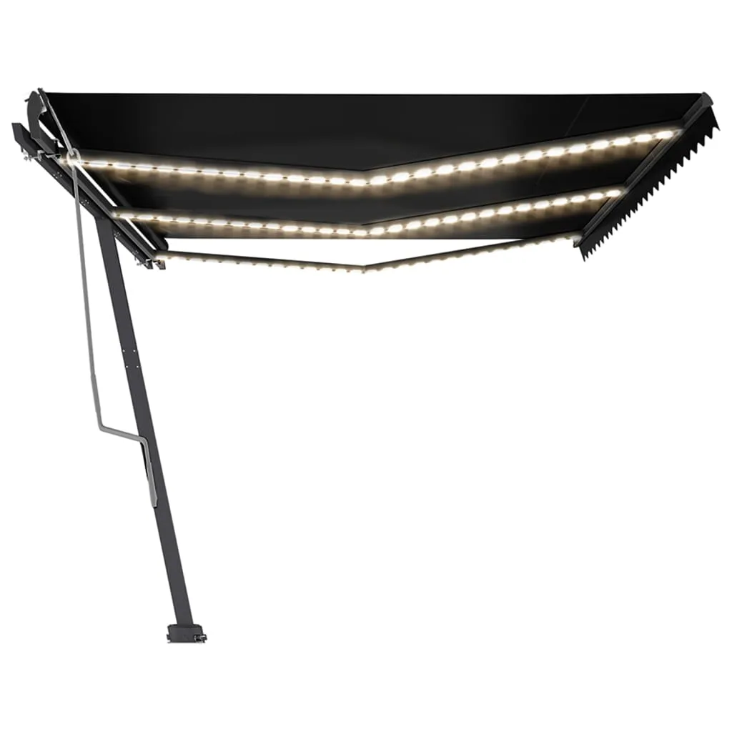 Copertină retractabilă manual cu LED, antracit, 600x350 cm - imagine 4