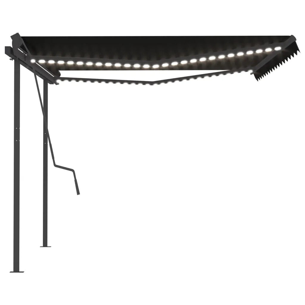 Copertină retractabilă manual, cu LED, antracit, 4,5x3,5 m - imagine 4